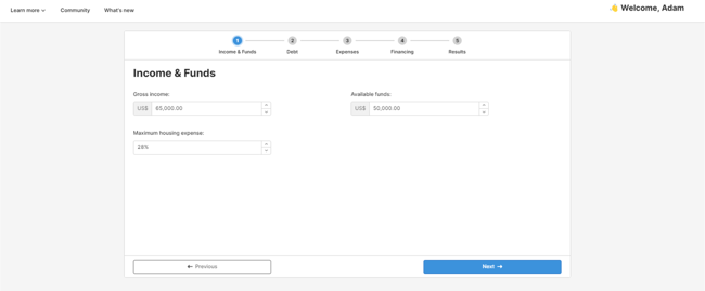 Illustration of Income and Funds Calculator built in Retool from Excel using Coherent Spark